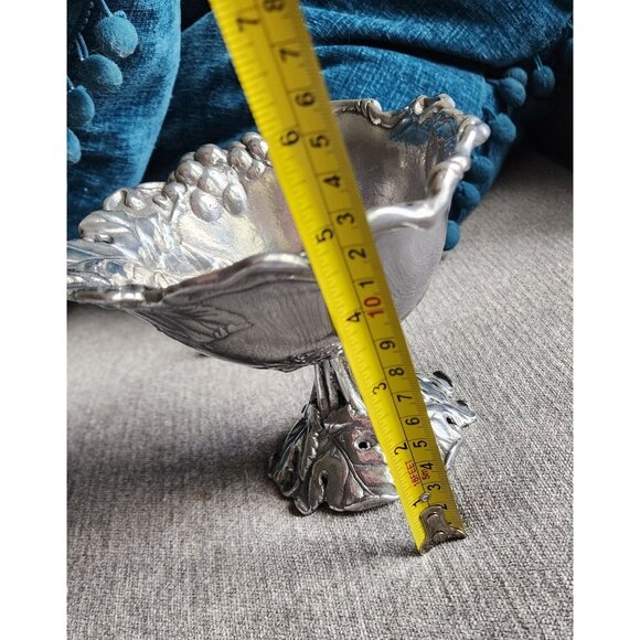 Set of Arthur Court Vineyard Grapes Silver Metal Footed Dish and Vase Wine Gift - Picture 14 of 14